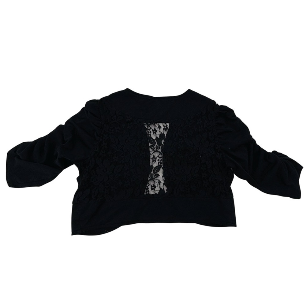 Candy Couture Y2K Black Shrug with Lace Backing Size Medium Half Sleeves